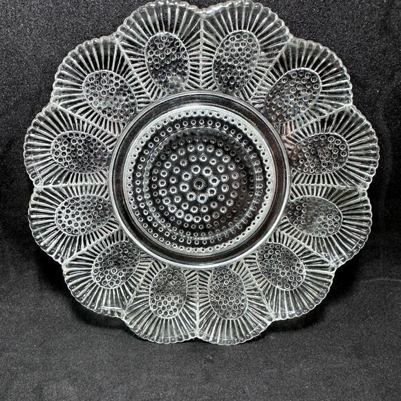 Hobnail Clear Indiana Glass Relish Tray Beaded Thousand Eyes serving small plate - Picture 2 of 9